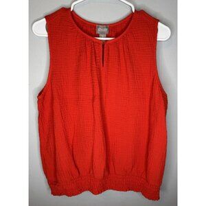 Chicos 2 Large Coral Red Gauze Tank Top Sleeveless